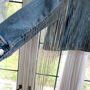 Rhinestone fringe jean jacket